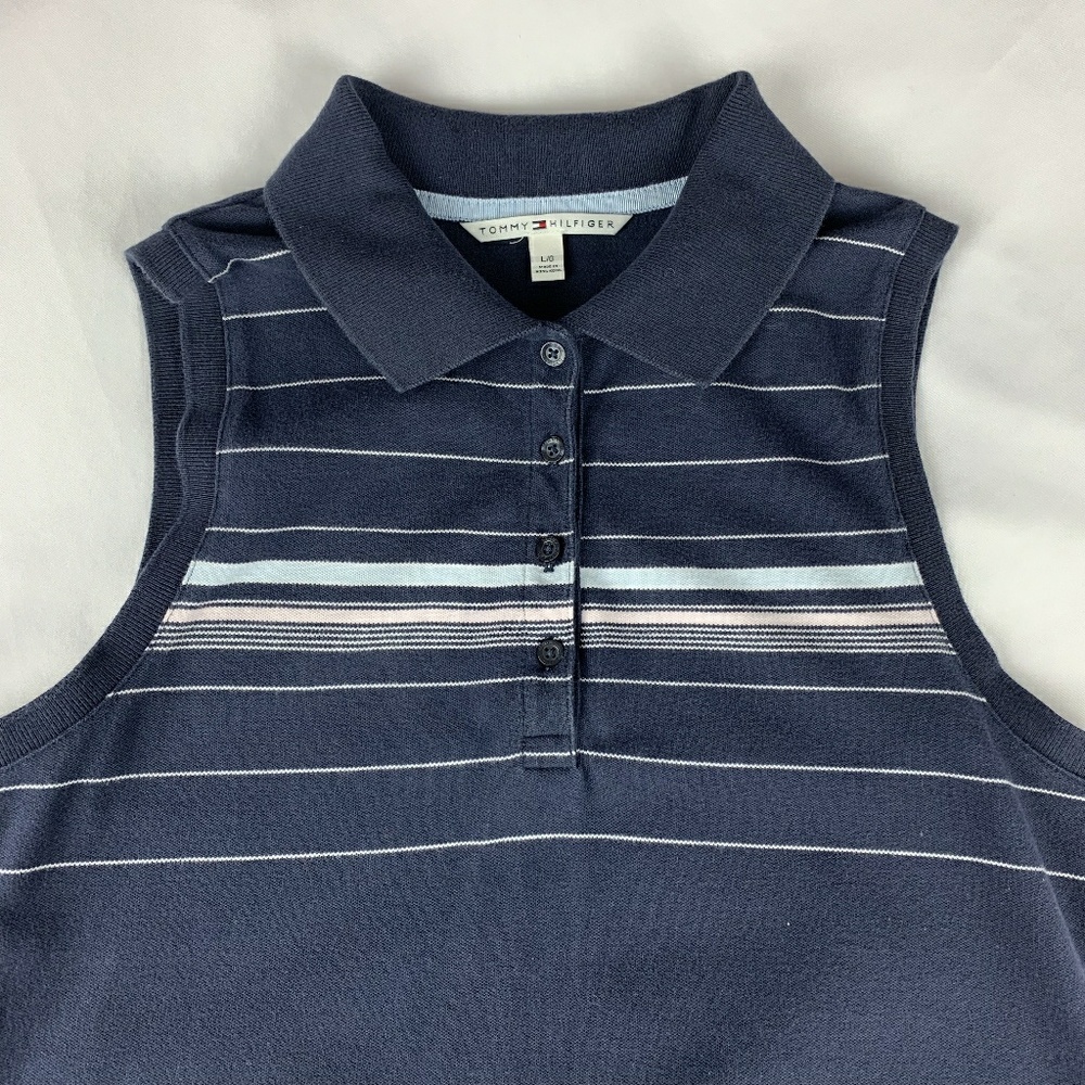 Tommy Hilfiger blue sleeveless polo shirt
